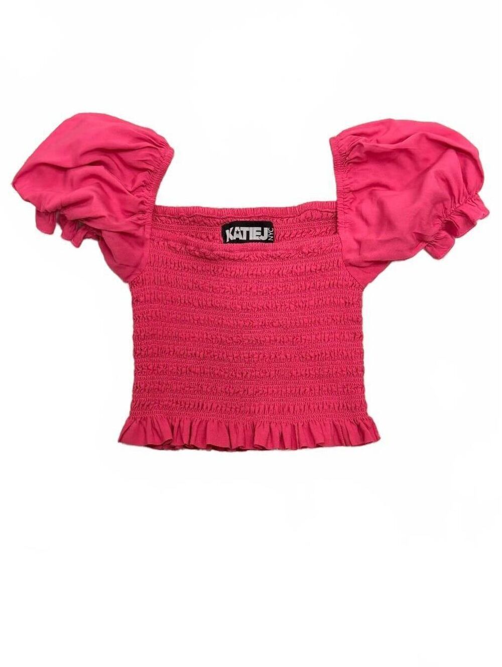Katie J NYC Tween Marlee Solid Puff Sleeve Junior Size Medium (10-12)